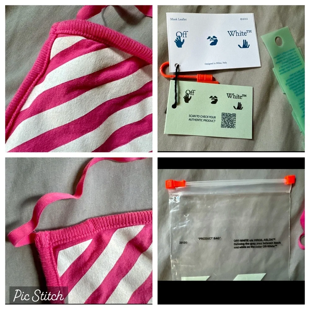OFF WHITE Pink striped Face Mask O/S With Tags offwhite Yeezy Scarf Streetwear